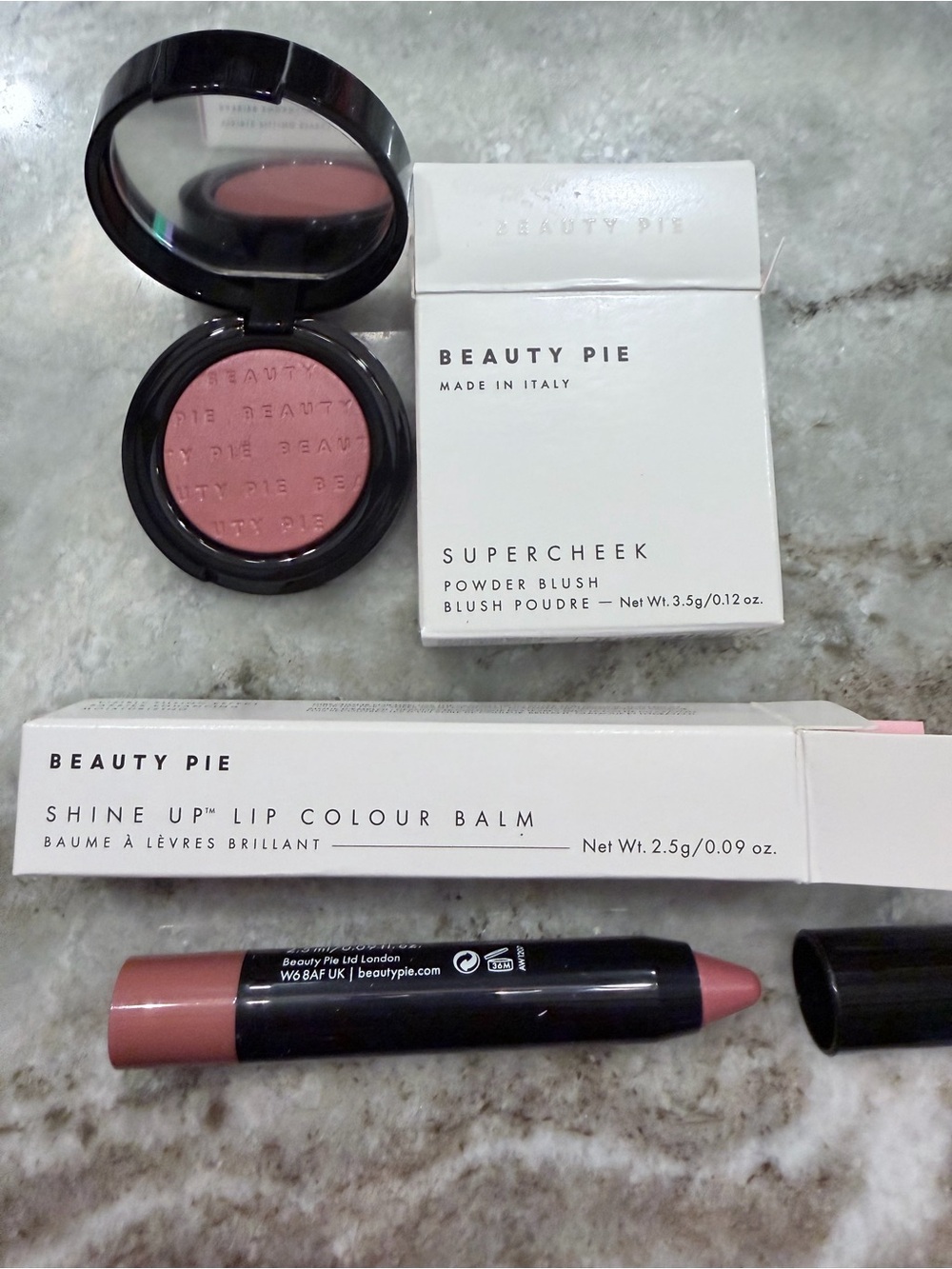 SuperCheek Powder Blush & Shine Up Lip Colour Balm - Rose/Pink Set